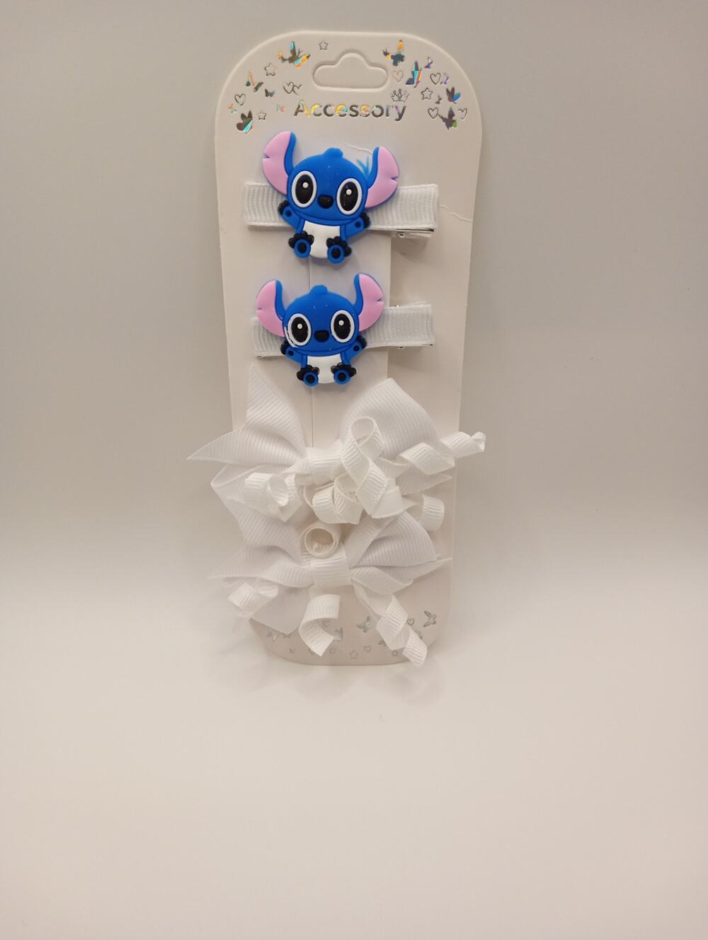 4 pack White Hair Bow Barrette Clips 0889 0890